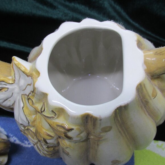 Harvest Pumpkin Gourd Teapot Ivory and Gold by Heather Goldminc Blue Sky - Picture 4 of 10